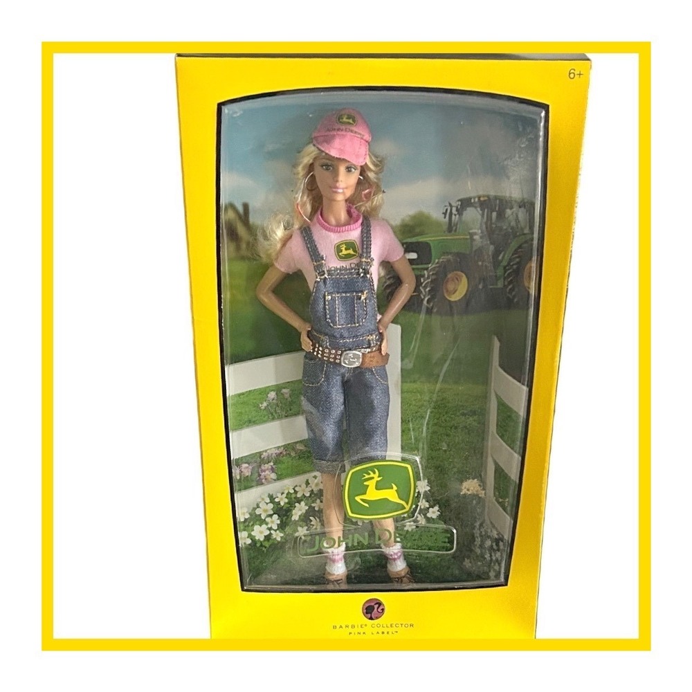 John Deere Barbie Collector‎ Doll Pink Label Overalls Farm Outfit New Mattel